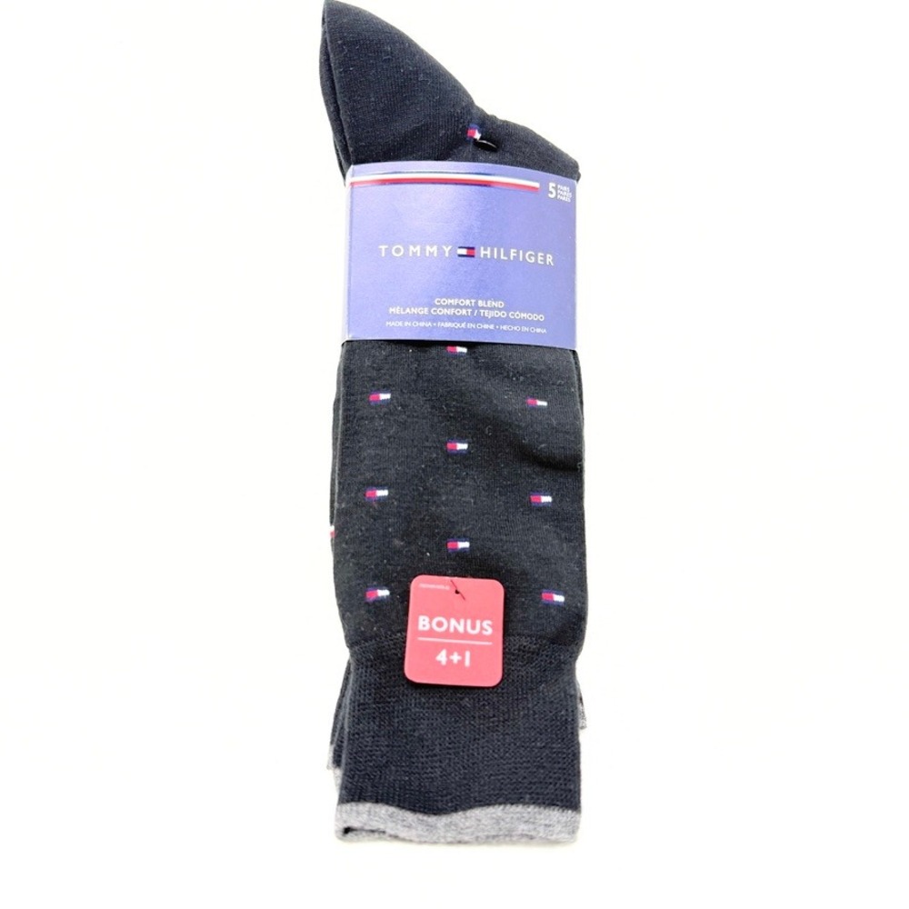 Tommy Hilfiger Mens Dress Socks 5 Pair Pack Black Comfort Blend Size 7-12 - Picture 2 of 7